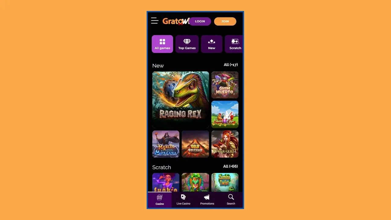 Cosa abbiamo visto nella versione mobile del casinò Gratowin?
